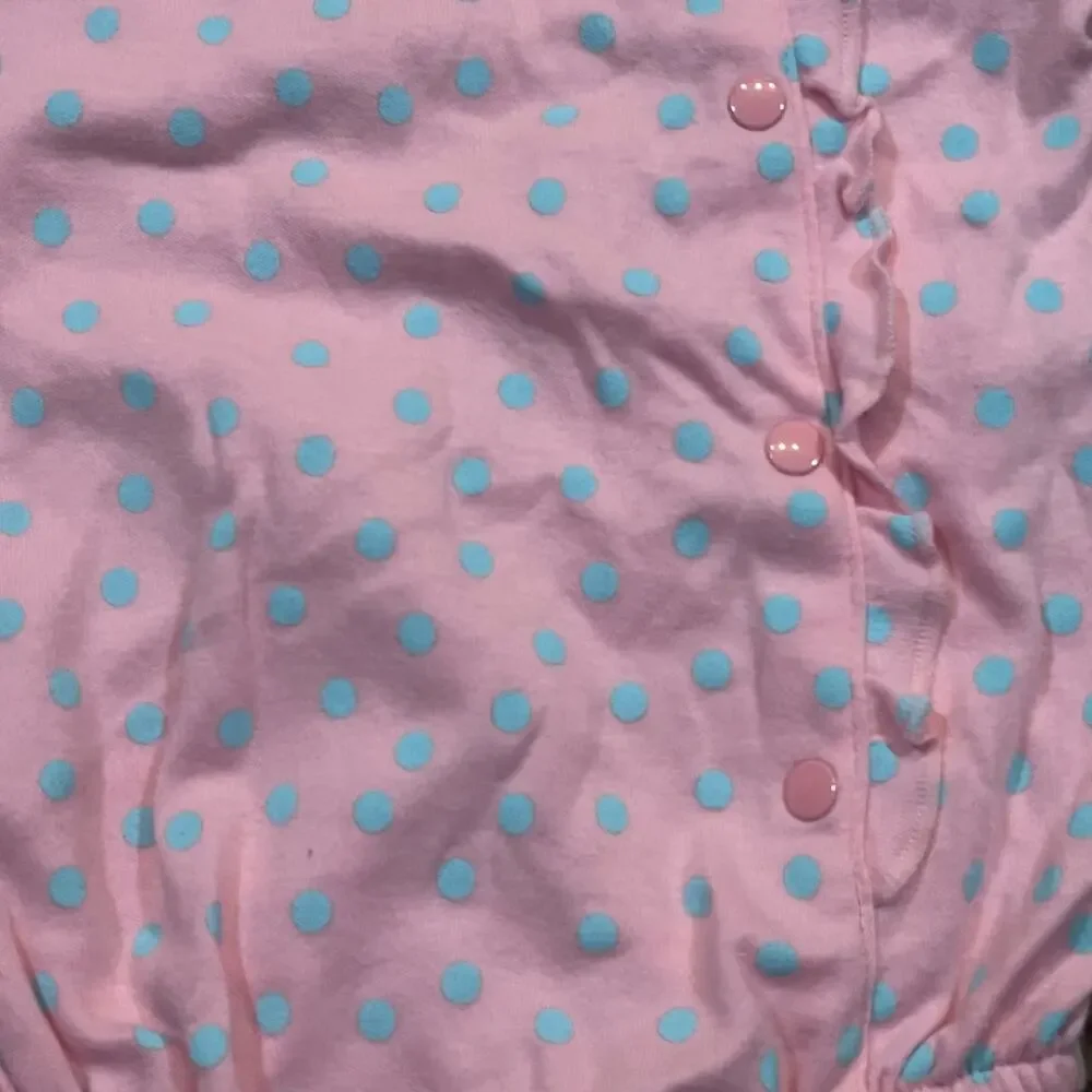 New Vintage KRU Supplies Baby Romper 12M Pink Polka‎ Dot Button Front Bodysuit